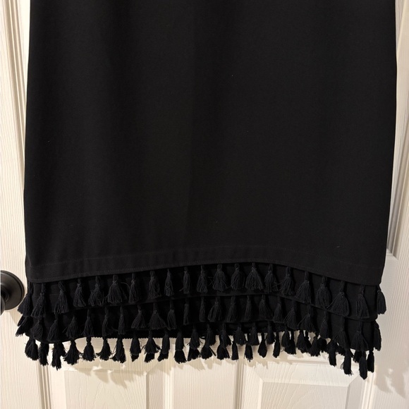 Zara Black Midi Dress with Fringe Hem Small - Picture 4 of 9